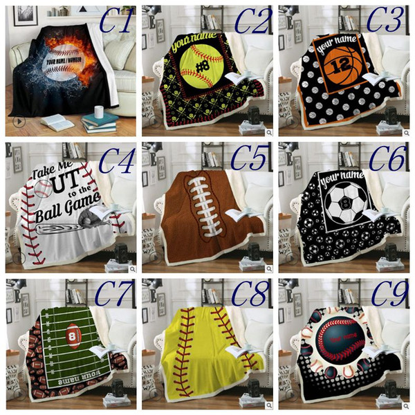 Baseball Blankets 150*130cm Softball Soccer Football Blanket 3D Printed Swaddling Towel Sports Carpet Sofa Bedding Sheet Quilt