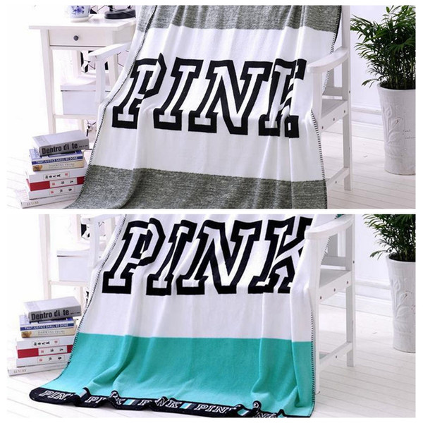 PINK Letter Blanket Flannel Blankets Soft Coral Beach Towel Blankets Air Conditioning Rugs Comfortable Carpet Throw Blanket 130*160cm 10pcs