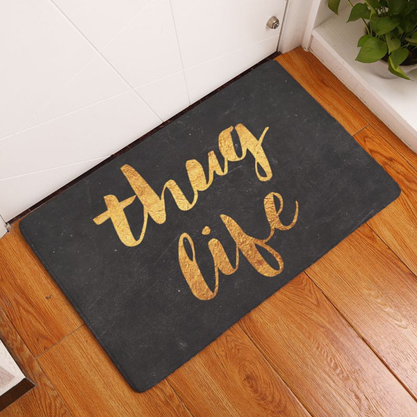 gold tone printed letter carpet black doormat 40*60cm rectangle home office shop floor mat kitchen tatami rug