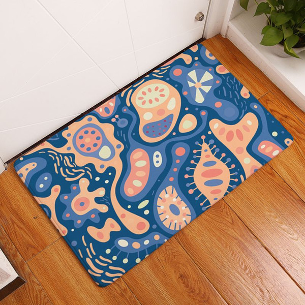 printed abstract art home office floor mat blue doormat anti-slip kitchen bathroom carpet decorative stair mats