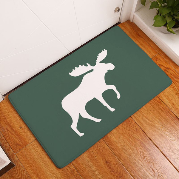 nordic home decor flannerl fabric home office carpet animal deer bedside rugs nonslip PVC back moose kitchen bathroom door mat