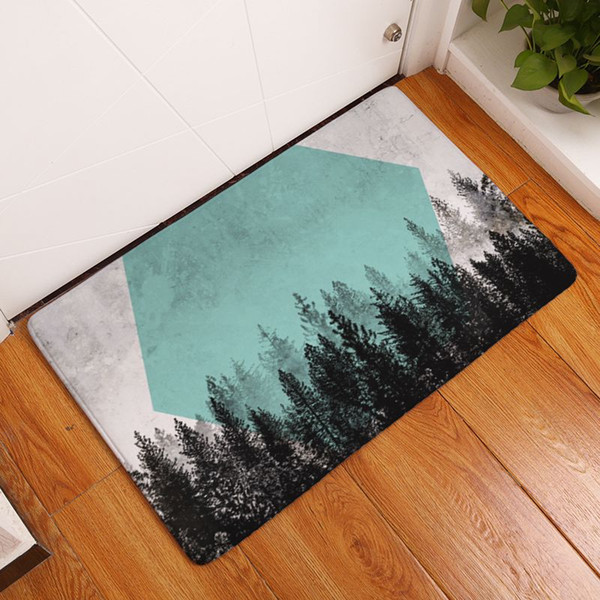 nordic forest doormat mountain woodland decorative kitchen bathroom floor carpet geometric vert rug rectangle shape flannel fabric