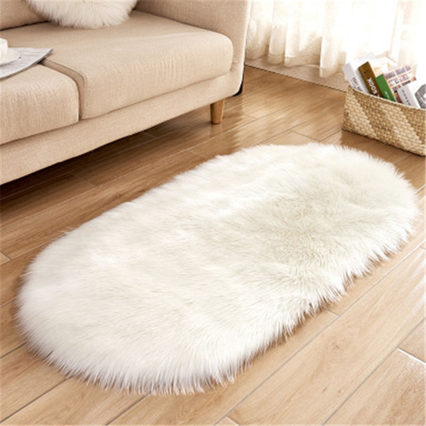 Hot Sell Carpets Artifical Wool Oval Carpets for Living Room White Floor Mat Door Wedding Bedding Home Textiles Decor Wholesale H135