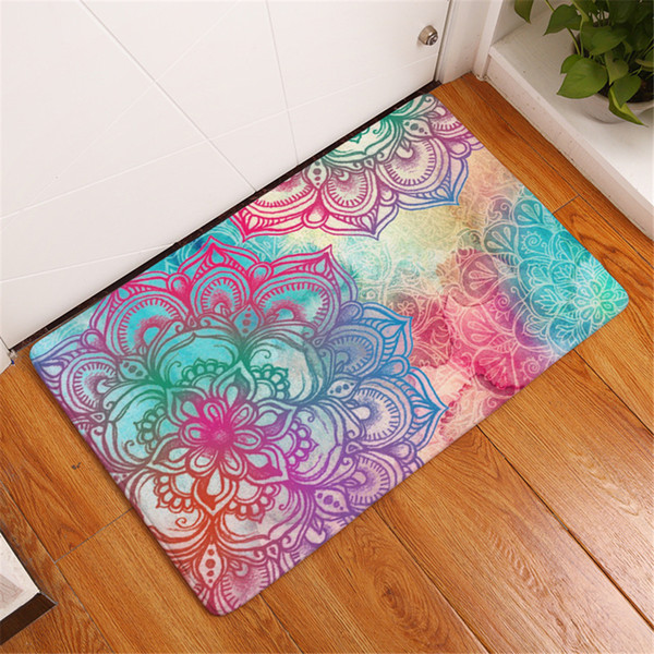 Rug Non-slip Floor Bohemian Mandala Flower Carpet Polyester Mat DoorMat For Bedroom Bathroom Kitchen Door 40x60cm