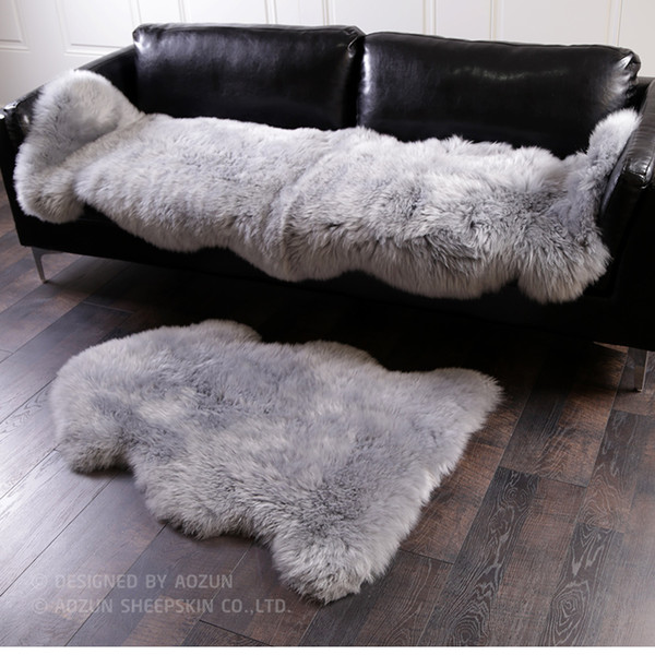 2017 new gray color 1P Real full pelt NewZealand sheepskin rug 70*100cm ,shaggy sheep fur decoration carpet ,soft lambskin fur