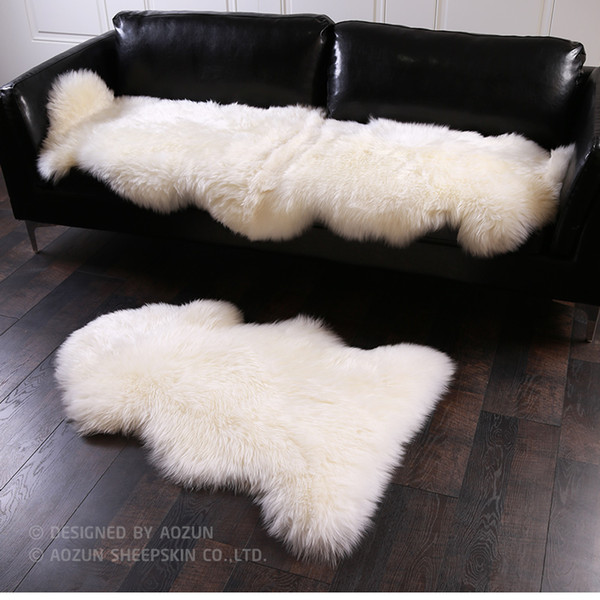 AOZUN 1P 4P Real NZ sheepskin rug 4 colors shaggy sheep skin fur carpet for home decor white fur sofa cover blanket