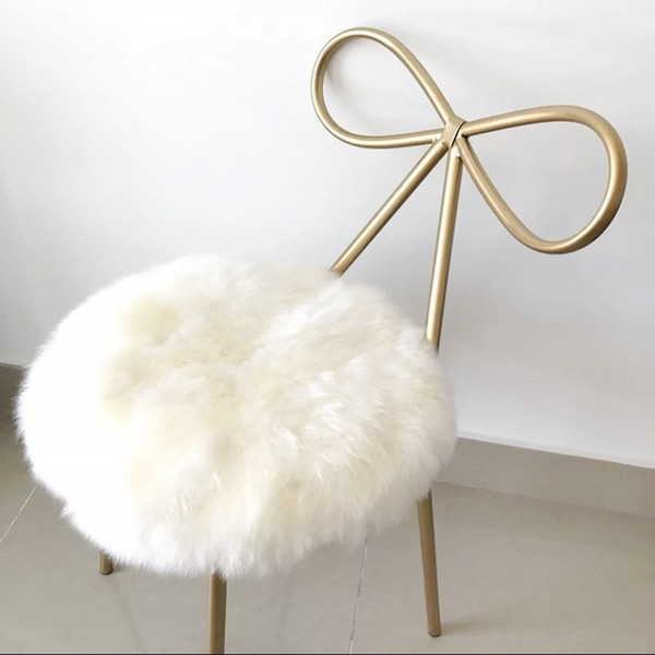 100% real sheepskin round shaped cushion , Sheepfur small rug 35*35cm Genuine natural white fur seat mat, fur chair mat