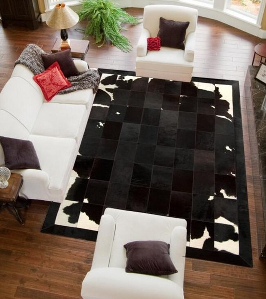 Newest Natural Cowhide Patchwork Rug Carpets Hot In Europe