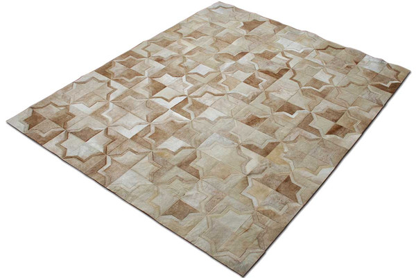 Light Brown Sewing Cow Hair Patchwork Natural Cowhide Area Rug