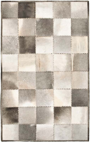 Gray Patchwork Natural Cowhide Area Rug