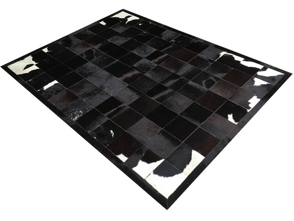 Modern Patchwork Cowhide Cow Hair Hides Sew Fur Carpet Dark Brown/White/Black Model No.Rug Fur-B01