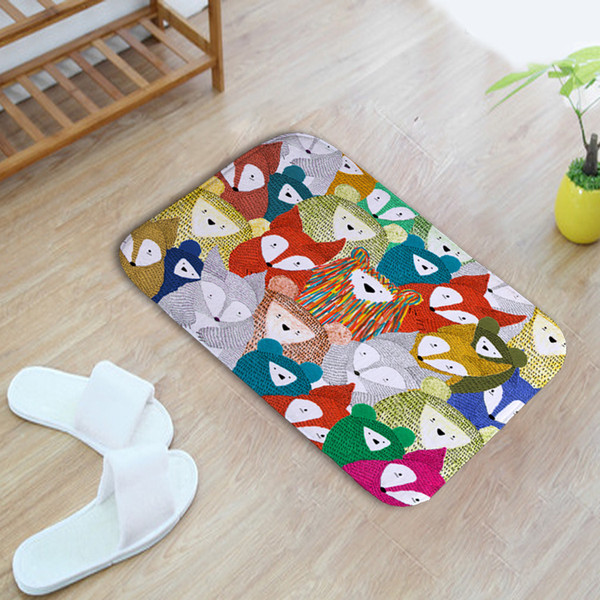 Hountile Printed Mat 3D Doormat Outdoor Fox Pattern Hallway Carpet Polyester Rug Floor Mat For Bathroom Kitchen HY17-L0226