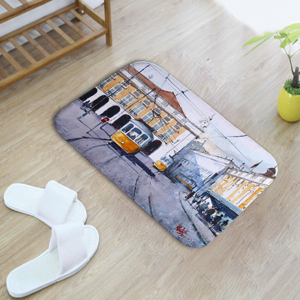 Printed Mat Eiffel Tower 3D Doormat Outdoor Anti-slip Hallway Carpet Polyester Big Ben Floor Mat For Bathroom Kitchen Entrance Rug