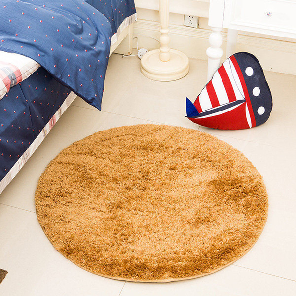 Round Solid Carpet Living Room Bedroom Mat Water Absorbent AntisSlip Bedroom Rug Bed Side Tea Table Carpet 11 Colors Floor Mats