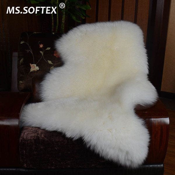 MS.Softex Australian Sheepskin Rug Bedroom Room Soft Natural Sheepskin Floor Rugs Cushion Winter Warm Rug Long sheep wool