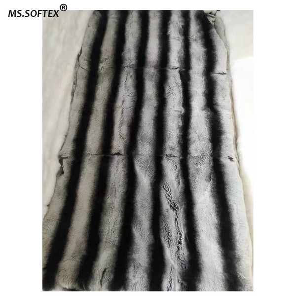 MS.Softex Natural Rex Rabbit Fur Plate Chinchilla Rex Rabbit fur Blanket Raw Material DIY Natura Fur Skins Hand Made Factory OEM