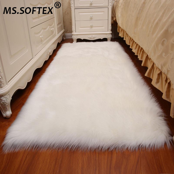 MS.Softex Artificial Sheepskin Rugs Faux Fur Cushion in Square Shape Bedroom Decrative Thick Plush Fur Cushion Mat