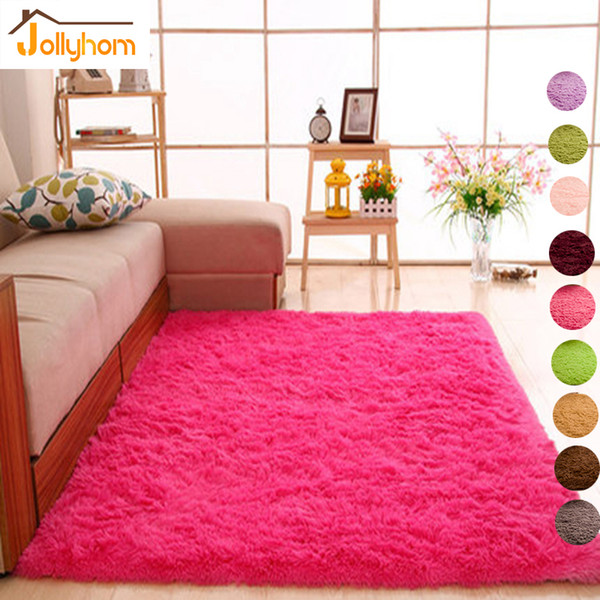 Long Hair Solid Carpet Shaggy Area Rugs Anti-Slip Carpets for Living Room Bedroom Hotel Rectangle Carpet-Accept Custom