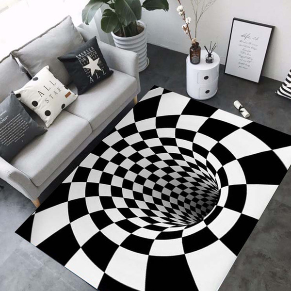 3D Carpets Luxury Geometry Optical Illusion Area Rugs Bathroom Living Room Floor Anti-Slip Mat Bedroom Bedside Carpet Decor