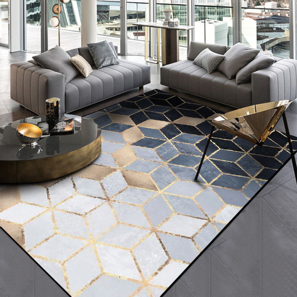 Fashion Modern Abstract Golden Black Grey Diamonds Door Foot Bathroom Kitchen Mat Living Room Bedroom Decorative Carpet Area Rug