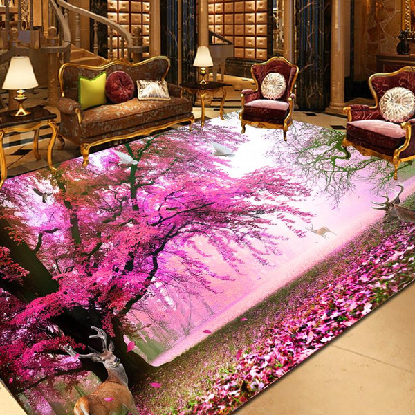 Free ship Beautiful sakura living room carpet floor mats bedsides crawling pad tea table foot pad skid proof door mat customized size