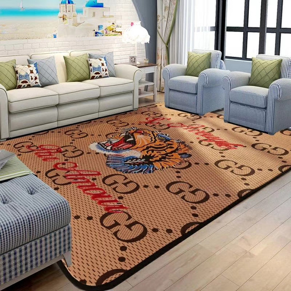 Khaki Tiger Head Carpet Gg Fashion Letter Non Slip Mat European And American Decorate Foot Pad