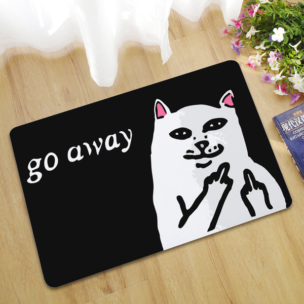 The Middle Finger Cat Creative Door Imitation Coconut Brown Rubber Entry Pad Bedroom Bathroom Kitchen Skid Resistant Printed Carpet