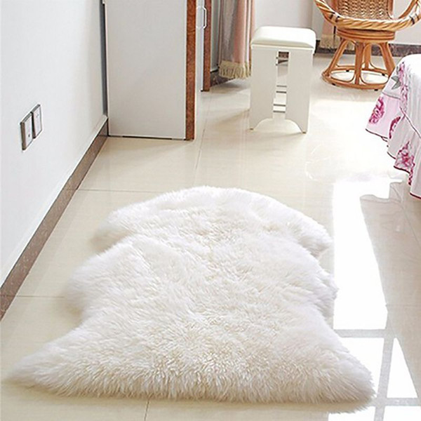 2018 Soft Faux Comfort Sheepskin Rug Mat Carpet Pad Anti-Slip Chair Sofa Cover For Bedroom Decoration