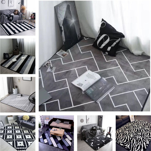 European style grey color stripe Area rugs bedroom Mat Non-slip Floor Rug super soft Decorative antistat Carpet for living room