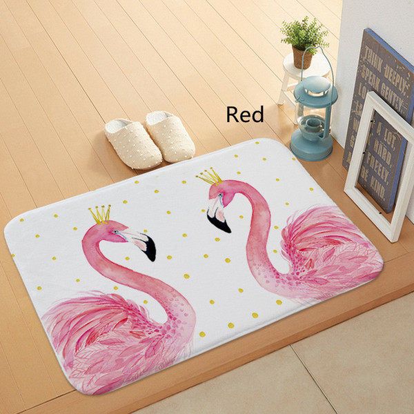 Cute Mat Flamingo Bird Carpet Polyester Rug Swan Non-slip Floor Mat Absorbent DoorMat Cute For Bedroom Kitchen and Toilet Door