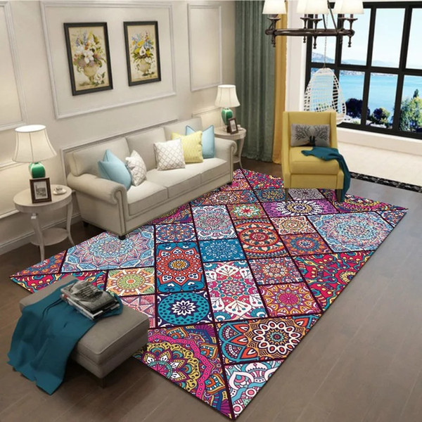 Vintage Art Ethnic Chinese Style 3D Carpet Lving Room Bedroom Study Mat Machine Washable custom Rug Home Accessories