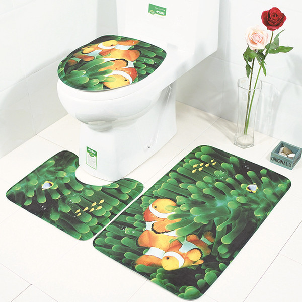 bathroom carpet set anti slip rug floor carpet super soft floor mat printing graphics toilet mat christmas 50 styles