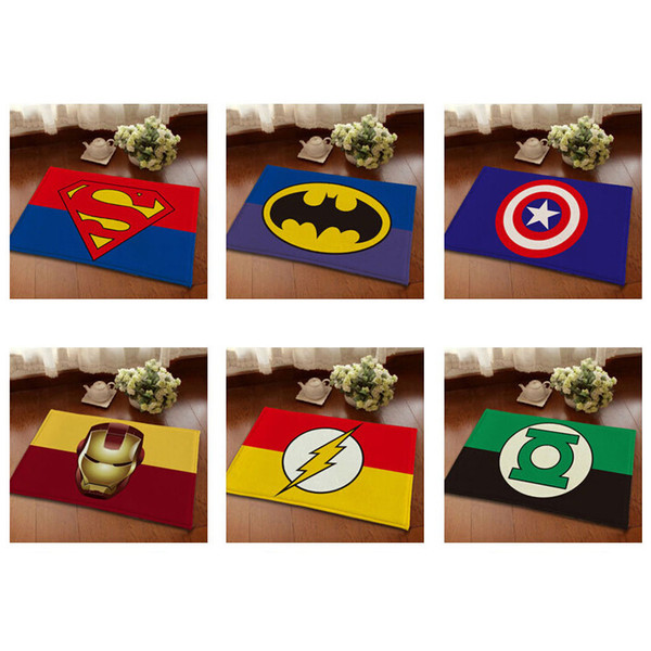 Full New Doormat 40*60cm Superman Batman Captain America Animation Heroes Series Bedroom Carpet Super Soft Mats Cartoon Floor Door Rugs