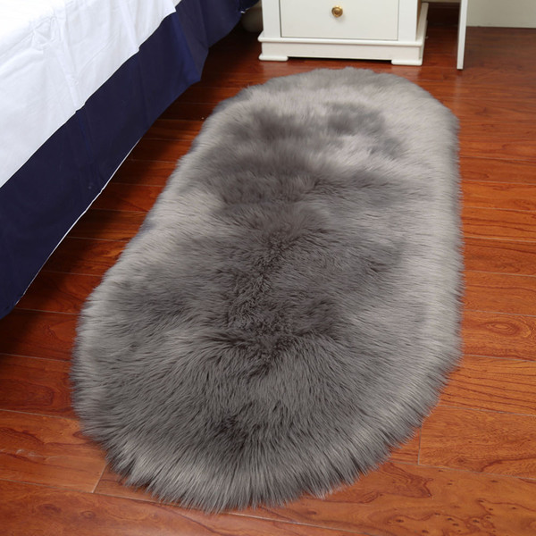 Home Soft Rug Chair Cover Artificial Sheepskin Wool Warm Hairy Carpet Seat Mats Rug Living Room Balcony Bathroom Carpet Set