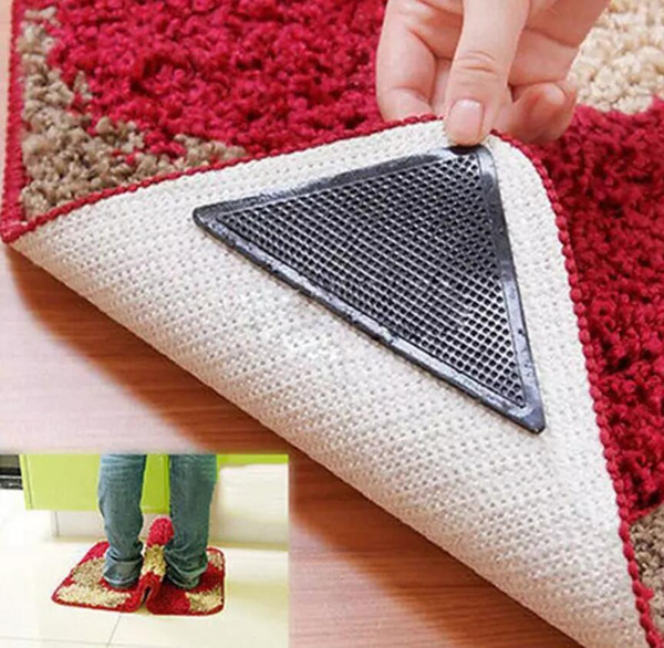 Ruggies Rug Carpet Mat Grippers Non Slip Grip Corners Pad Anti Skid Reusable Silicone Useful Tidy Triangle Carpet Mat Grippers Pad 1000Lot