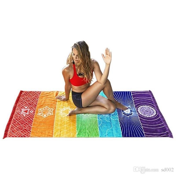 Mandala Bohemia Blanket Rainbow Fashion Soft Carpet Rugs Stripes Cotton Bath Towel For Yoga Beach Living Room Multifunction Designer 17sj ZZ