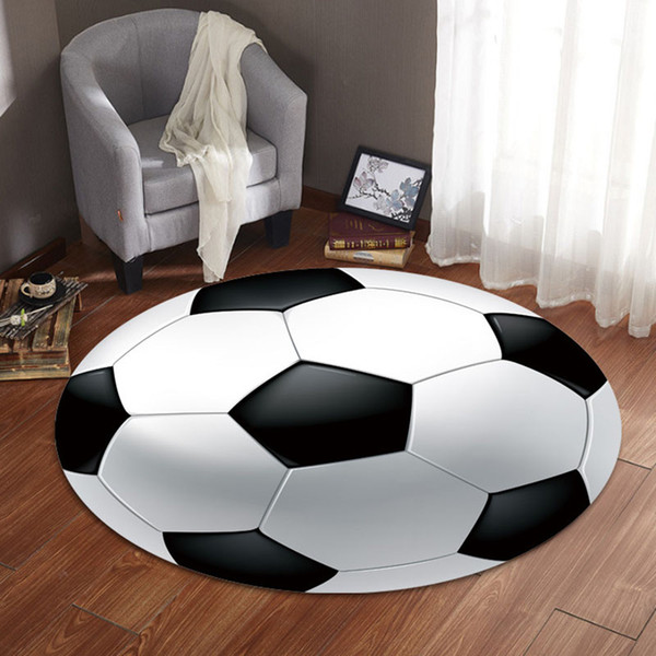 60cm Basketball Football Circular Printing Carpet Sitting Room Tea Table Chair Cushion Non-Slip Carpet Floor Mat 12style Ball Rug