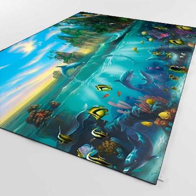 Else Sunset Tropical Fishes Dolphins Under Sea 3d Print Non Slip Microfiber Living Room Decorative Modern Washable Area Rug Mat