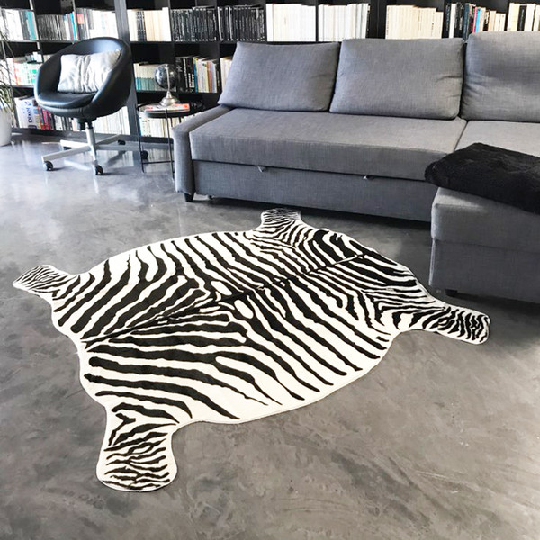 New Arrival Cow Zebra Carpet and Rug 135X145CM PV Velvet Imitation Skins Carpets for Home Animal Print Non Slip Mats