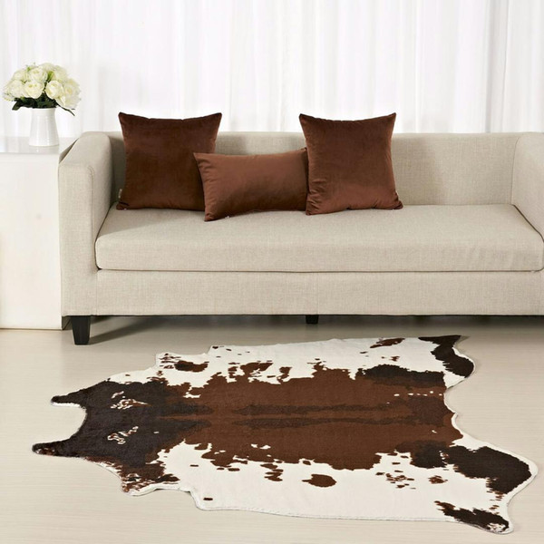 Brown Cowhide Rug Zebra Carpet Creative 150*130 Cm Home Decoration Faux Skin Mat for Living Room Bedroom Carpets