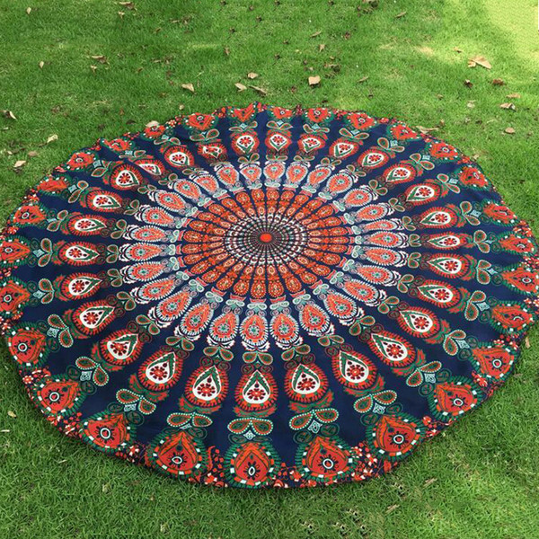 hotsale Polyester Round Beach Towel Hippie Mandala tapestry Boho Hippie Indian Tablecloth Yoga Mat Sunscreen Shawl Wrap Indian Mat Picnic