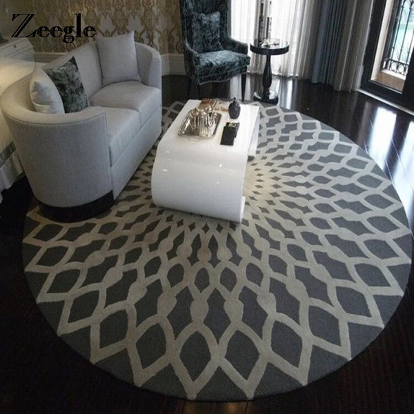 Zeegle Nordic Gray Series Round Carpets For Living Room Computer Chair Area Rug Children Play Floor Mat Cloakroom Carpets