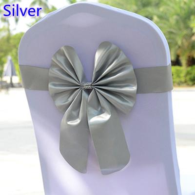 Silver colour chair sash butterfly style bow tie stretch sash lycra band spandex chair cover sash for weddings wholesale