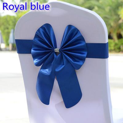 Royal blue colour chair sash butterfly style bow tie stretch sash lycra band spandex chair cover sash for weddings wholesale