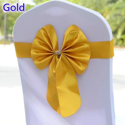 Gold colour chair sash butterfly style bow tie stretch sash lycra band spandex chair cover sash for weddings wholesale