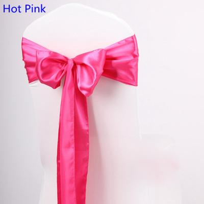 Hot Pink Colour satin sash chair high quality bow tie for chair covers sash party wedding hotel banquet home decoration wholesale