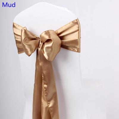 Mud Colour satin sash chair high quality bow tie for chair covers sash party wedding hotel banquet home decoration wholesale