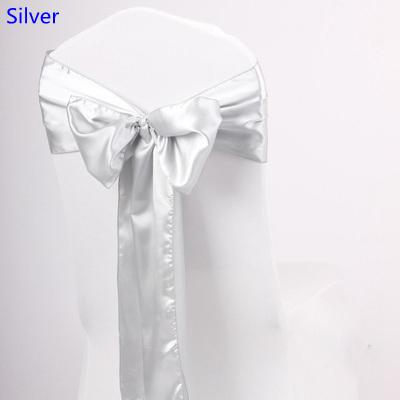 Silver Colour satin sash chair high quality bow tie for chair covers sash party wedding hotel banquet home decoration wholesale