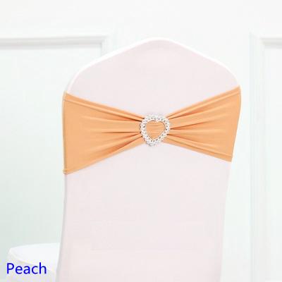 Hot Sale Peach Colour Spandex Sash Lycra Bands Stretch Elastic Chair Ribbon Sash With Love Heart Buckle Wedding Hotel Home Banquet Party