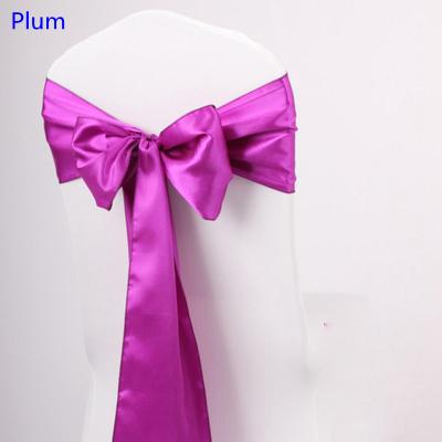 Plum colour satin sash chair high quality bow tie for chair covers sash party wedding hotel banquet home decoration wholesale